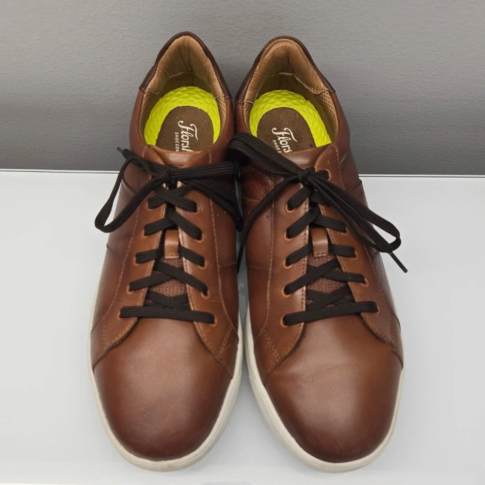 Florsheim Comfortech Leather Sneakers Men 10M Cognac Brown Casual Dress Shoes